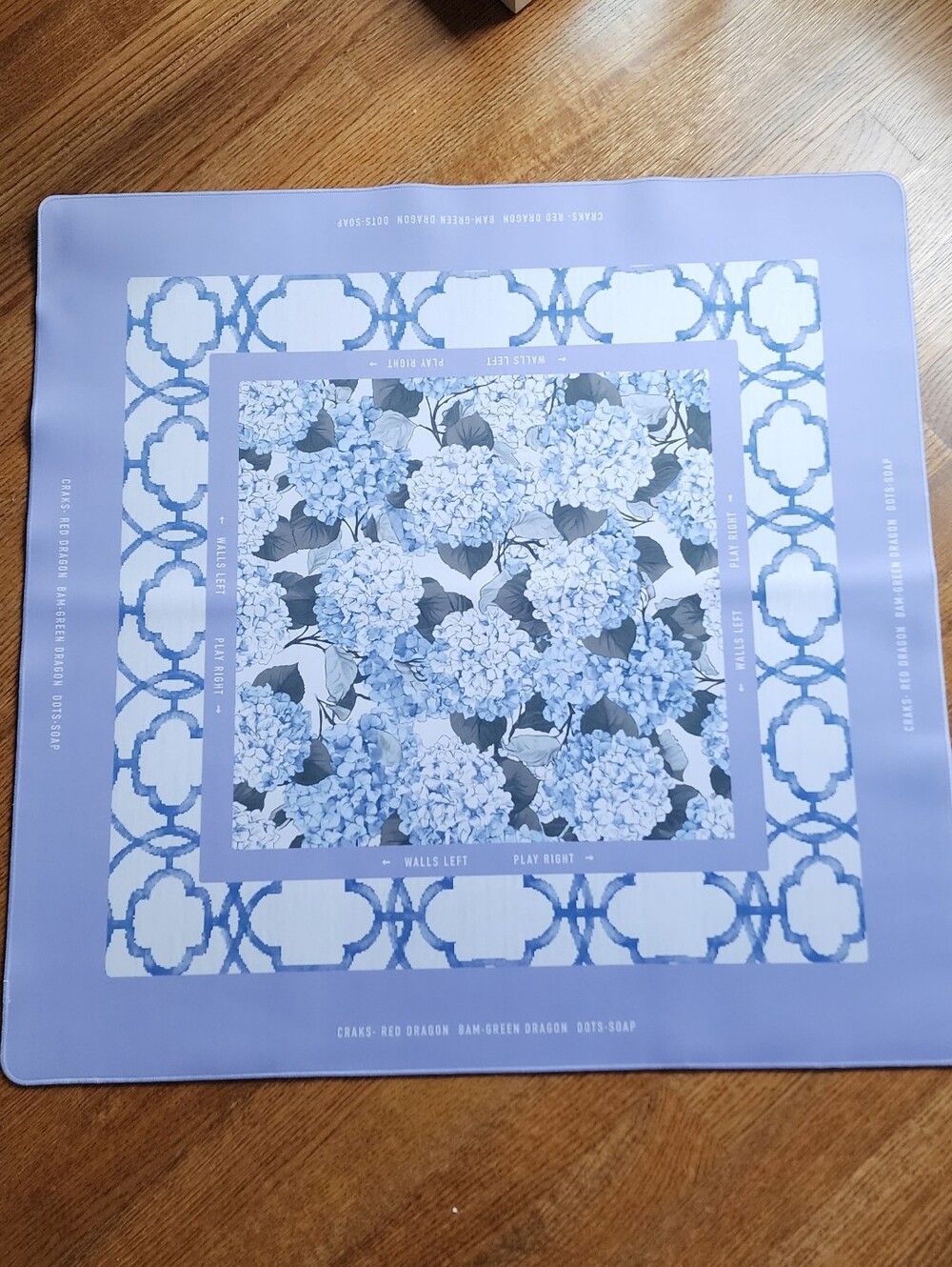 Mahjong Mat Periwinkle Hydrangea Square Decorative - Brand New